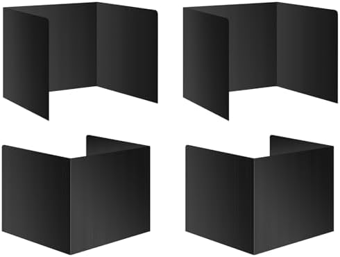 Black 4-Pack Desk Dividers for Students, Waterproof Durable Plastic Study Carrel Dividers, Easy to Clean, Privacy Classroom Shield Folder Boards for Student Desk by Ubenic