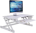 Rocelco 32" Height Adjustable Standing Desk Converter - Quick Sit Stand Up Dual Monitor Riser - Gas Spring Assist Tabletop Computer Workstation - Large Retractable Keyboard Tray - White (R ADRW) by Rocelco