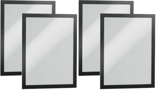 Durable Duraframe Self-Adhesive Magnetic Frame Black - Letter Size 8.5" x 11" - Document Frame For Internal Signage - Self-Adhesive Attachment - Pack of 4 by DURABLEOfficeProducts