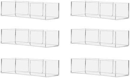 6 Pack Acrylic Retail Tray Double Compartment 12.25" Wide x 4.5" Deep Dump Bin Clear Lucite Product Merchandise Storage Caddy for Businesses and Stores by Marketing Holders by MarketingHolders