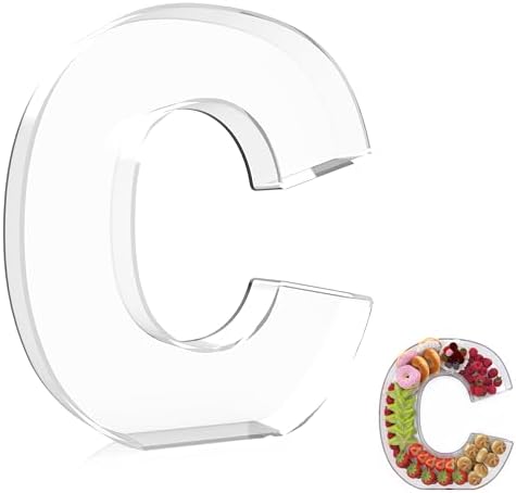 13.8" Extra Large Acrylic Letter Charcuterie Board Box, Reusable Fillable Letter Cake Candy Dish Display Serving Tray for Birthday Anniversary Party Decoration (C) by RUFHVTY
