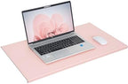 AKOZLIN 27.55”x 15.8" Soft PU Leather Surface Office Desk Mouse Mat Anti-Push Pad with Full Grip Fixation Lip Table Blotter Edge-Locked Protector Pink - Image 2