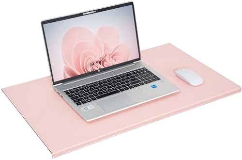 AKOZLIN 27.55”x 15.8" Soft PU Leather Surface Office Desk Mouse Mat Anti-Push Pad with Full Grip Fixation Lip Table Blotter Edge-Locked Protector Pink - Image 2