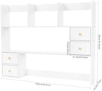 Desktop Bookshelf, 39" Desk Hutch with 3 Tier Storage Shelf & 4 Cabinets, 3-Tier Wood Desktop Organizer Rack with Open Compartments for Books, Files, Decorations, Home Office, Study Room & Dorm, White - Image 2