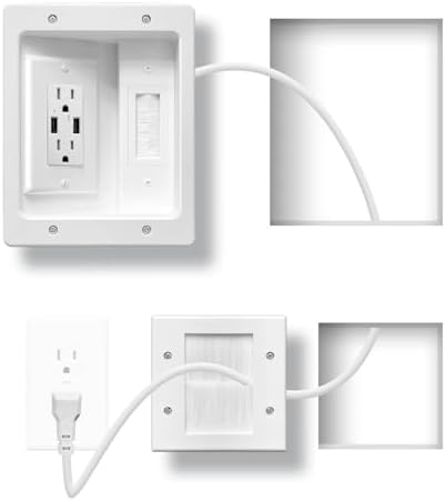 in Wall Cable Concealer Kit with Brush Wall Plate TV Cable Hider Wall Kit-9.8FT Cord, UL Listed, Recessed AC Outlets Box with Two USB Port for Wall-Mounted TV and Home Theater by Unknown