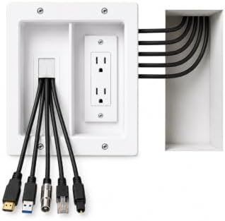 Premium in Wall TV Cable Management Kit for 65+ Inch Smart TVs with Recessed Triple Outlet Box, Wire Hider, Pass Through Plate, Low Voltage Cable Plate, Wire Concealer, Home Theater DIY by Unknown
