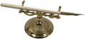 Ornate Brass Desktop Pen Holder with Bone Handle Nib Pen, Vintage Style, Polished Gold, 3.5" Length by SchoonerBayCo