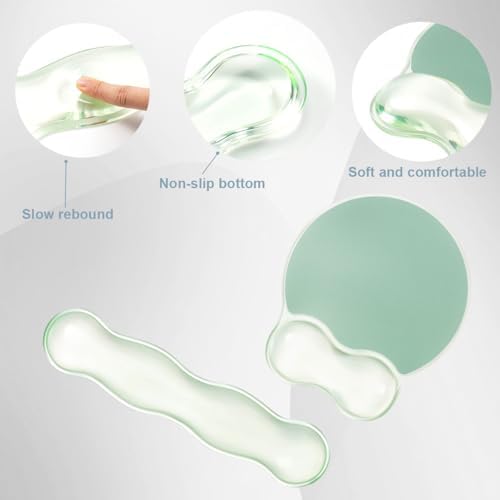 Green Wave Gel Wrist Rest for Keyboard and Mouse - Ergonomic Mouse Pad - Image 5