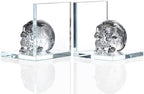 Glass Skull Book Ends for Shelves with Black Crystal Skulls by Ornalrist