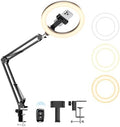 Upgrade Ring Light with Stand, Overhead Phone Mount for Desk, 10” Selfie Light with Stand Tripod for iPhone, Light with Phone Holder for Video Recording,Zoom Meeting,Live Streaming Tiktok,YouTube by LUXSURE