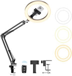 Upgrade Ring Light with Stand, Overhead Phone Mount for Desk, 10” Selfie Light with Stand Tripod for iPhone, Light with Phone Holder for Video Recording,Zoom Meeting,Live Streaming Tiktok,YouTube by LUXSURE