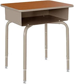 Flash Furniture Metal Student Desk, Walnut/Silver - Image 3