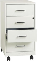 LYS 26-1/2" Mobile Storage Cabinet - 4-Drawer, White by Lorell