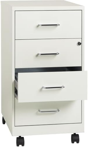 LYS 26-1/2" Mobile Storage Cabinet - 4-Drawer, White by Lorell