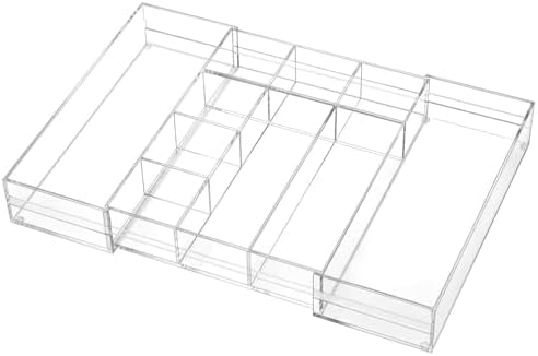 Briwooody Clear Acrylic Drawer Organizer Expandable,10 Compartments,Medium by Briwooody