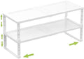 Jojocross Expandable Cabinet Shelf Organizer Storage Spice Rack Shelves for Kitchen Stackable Adjustable Pantry Cupboard Bathroom Countertop Desktop(2Packs/White/Medium-with Hole) by JOJOCROSSHIGHQUALITYLIFE