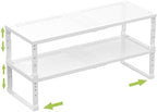 Jojocross Expandable Cabinet Shelf Organizer Storage Spice Rack Shelves for Kitchen Stackable Adjustable Pantry Cupboard Bathroom Countertop Desktop(2Packs/White/Medium-with Hole) by JOJOCROSSHIGHQUALITYLIFE