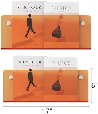 ROYALITA 2-Pack Acrylic Magazine Holder Brochure Holder, Orange 17 Inch - Image 3