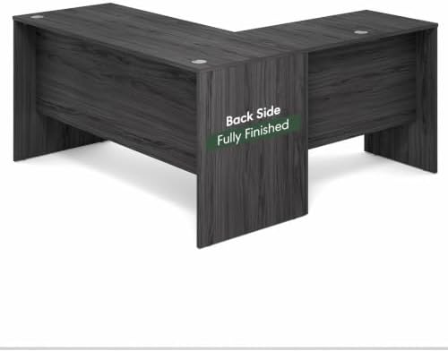 Furinno Roger 60 Inch L-Shaped Office Desk, Executive Desk with Reversible Desk Return, Modesty Panel, Desk Cord Grommet, Scratchproof, for Home Office, Coastal Grey - Image 5