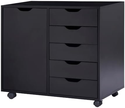Naomi Home Amy 5-Drawer Rolling Office File Cabinet - Black by NaomiHome