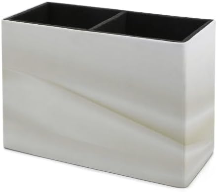 PU Leather Multi-Compartment Pen Holder Desktop Organizer Pencil Cup Storage Caddy for Office Home Supplies Closeup of Rippled Silk Fabric Copy Space - Image 7