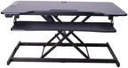 Rocelco 46" Electric Standing Desk Converter with AC Outlet USB Charger - Motorized Height Adjustable Sit Stand Up Triple Monitor Riser - Tabletop Workstation Large Keyboard Tray - Black (R EDRB-46) - Image 6