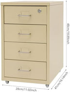 4 Drawer Vertical File Cabinet, Beige Metal File Cabinet with Lock(Yellow) - Image 3