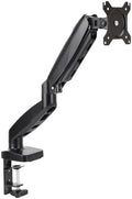 Amazon Basics Gas Spring Single Monitor Arm Desk Mount, Adjustable Tension, Fits 15–27 Inch Monitors, Supports 4.4–15.4 lbs, VESA 75x75/100x100, Black by AmazonBasics