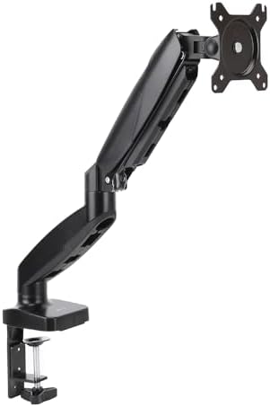 Amazon Basics Gas Spring Single Monitor Arm Desk Mount, Adjustable Tension, Fits 15–27 Inch Monitors, Supports 4.4–15.4 lbs, VESA 75x75/100x100, Black by AmazonBasics