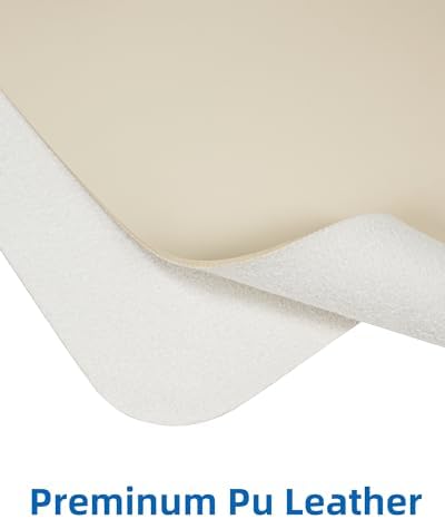 AFIING Leather Desk Pad Protector, Mouse Pad, Office Desk Mat, Non-Slip PU Leather Desk Blotter, Large Desk Mat, Waterproof Keyboard Mat for Office/Home/Decor (Beige, 55" x 17") - Image 3