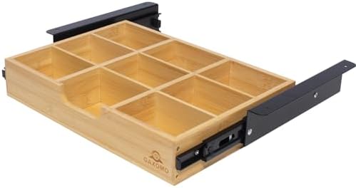 Under Desk Bamboo Drawer with U-Shaped Hollow Panel to Pull Out, 13'' Long & 9.5'' Deep Adjustable Space Storage Organizer for Sit Stand Workstation by GAXOMO
