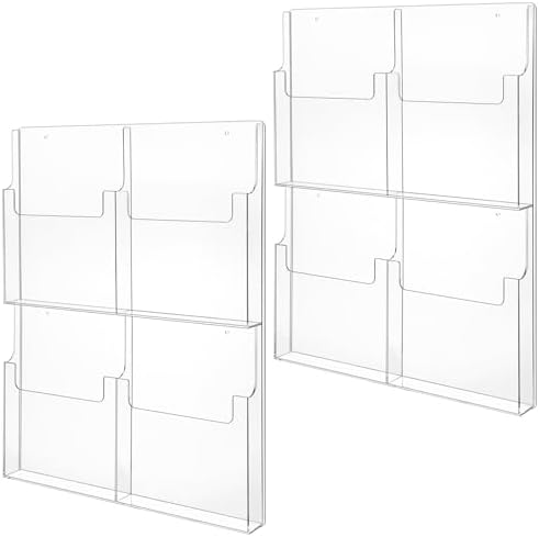 RattanView 2 Pcs Brochure Holder Wall Mount Acrylic Magazine Display by RattanView