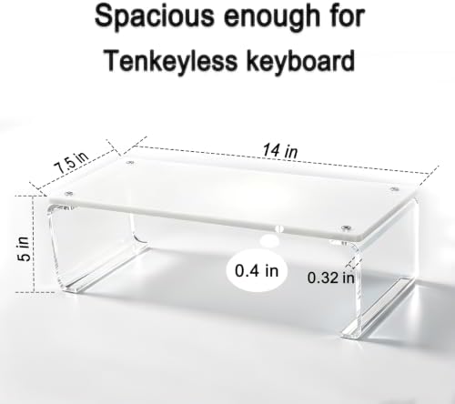 Acrylic Monitor Stand Riser L14" x H5" | Multi-Purpose Desk Organizer for Monitor & Laptop, Compatible with PC, Apple Studio Display and Printer, Ideal for Home Workspaces & Office Desks (White) - Image 2