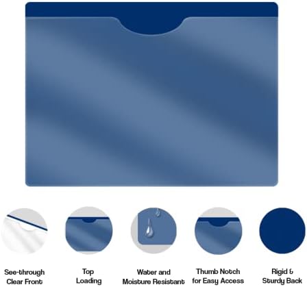 Navy Blue Plastic Folders with Pockets and Clear Cover, Doctor Stuff, Letter Size, Top Loading Vinyl File Folders, Job Jacket, Documents Holder, Pack of 100 - Image 4