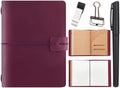 Traveling Refillable Leather Journal Notebook, Purple, Passport Size by Thenshop