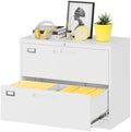 Fesbos Lateral File Cabinet with Lock, 2 Drawer Large Metal Filing Cabinet,Home Office Lockable Storage Cabinet for Hanging Files Letter/Legal/F4/A4 Size-Assembly Required by Fesbos