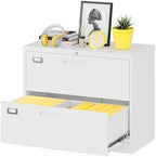 Fesbos Lateral File Cabinet with Lock, 2 Drawer Large Metal Filing Cabinet,Home Office Lockable Storage Cabinet for Hanging Files Letter/Legal/F4/A4 Size-Assembly Required by Fesbos