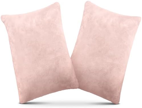 1 MIDDLE ONE 2 Pack Small Pillow, Memory Foam Mini Pillow 11 X 7 Inches for Travel, Sleeping, Nap and Neck, Knee, Lumbar Support, Tiny Cushion for Pet, Dogs (Light Pink) by 1MIDDLEONE