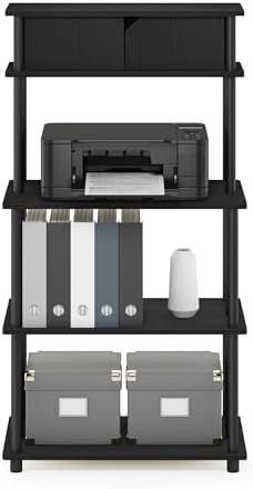 Furinno Turn-N-Tube Printer Stand with Storage, 5-Tier Large Printer Stand, Printer Table with Top Cabinet, for CPU, Office Supplies, Dark Americano - Image 4