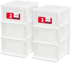 IRIS USA 3-Drawer Slim Narrow Storage Organizer, 2-Pack, White/Clear by IRISUSA
