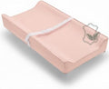 Vegan Leather Contoured Baby Changing Pad | Waterproof & Wipe-Clean PU Leather Diaper Change Mat, Soft, Wipeable Cover, Safety Strap, Non-Slip Bottom, Topper for Standard Infant Diaper Table & Dresser by Modera
