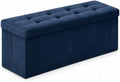 ALASDO 43 Inch Folding Storage Ottoman Bench with Hidden Storage, Velvet Storage Ottoman Foot Rest Stool, End of Bed Bench for Bedroom, Living Room, Entryway and Closet, Navy Blue by ALASDO