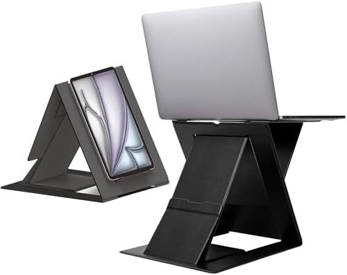MOFT Folding Laptop Stand Lap Desk, Portable & Mini Computer Stand Laptop Desk for Travel and Home Office, Ergonomic Design with Adjustable Viewing Angles, Lightweight Computer Cooling Riser, Black by MOFT