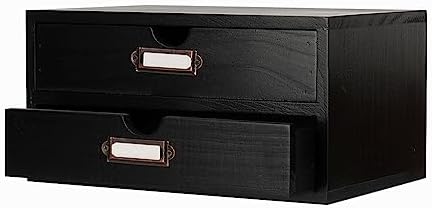 Small Wooden Drawers Wooden Box with Drawer Black by PACKGILO