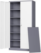 Letaya Metal Storage Cabinet with Lock Door, 71" Adjustable Shelf Steel Lockers for Office, Home,School,Garage Utility Tool Cabinet (2 Door-White&Gray) by LetayaMetalCabinets