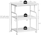 3-Tier Large Printer Stand with Storage, Rolling Printer Cart with Lockable Wheels for Home, Office (White) - Image 3
