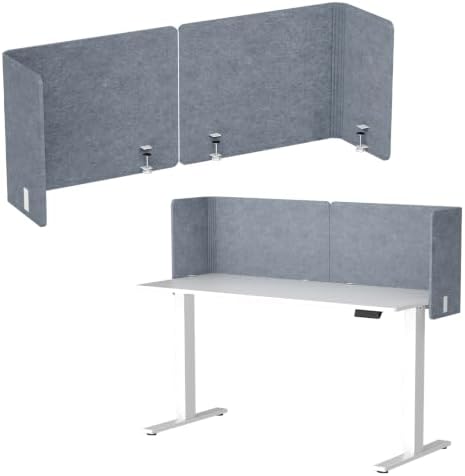 Desk Privacy Panel,2PCS L-Shaped Clamp-On Office Desk Divider,47.2" x 15.7" by ERGOCOLLECT