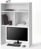GlikCeil Desk Hutch Dorm White Extra Deep Tall Dorm Desk Bookshelf Organizer with 2 Shelves and 3 Tier Desktop Hutch Storage Organizer 29.75" W x 14" D x 43.75" H for College Home Office Supply by GlikCeil