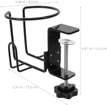 GALPADA Desk Cup Holder Clamp On Mount - Anti-Spill Bottle Rack - 2-in-1 Under Desk Headphone Hanger - Metal Coffee Mug Stand for Drink Office Accessories - Image 2