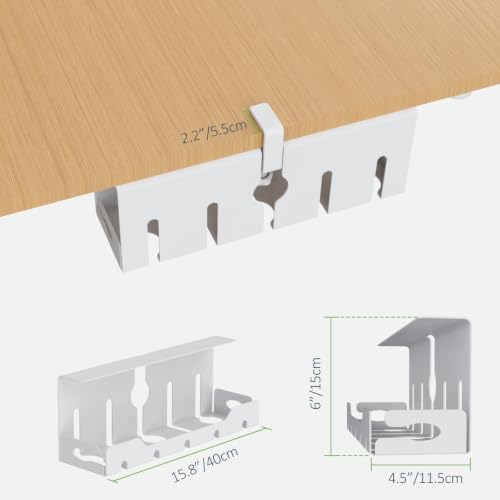KEEGH Under Desk Cable Management Tray 16 in, Cable Organizer Tray, White - Image 5